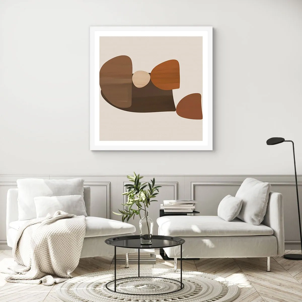 Poster in einem weißen Rahmen - Komposition in Bronze - 50x50 cm