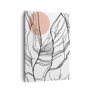 Bild auf Leinwand - Leinwandbild - Minimalistische Linien mit geometrischem Akzent - 50x70cm - In einem Netz aus Zweigen - Moderne Wanddekoration für Wohnzimmer und Schlafzimmer ARTTOR