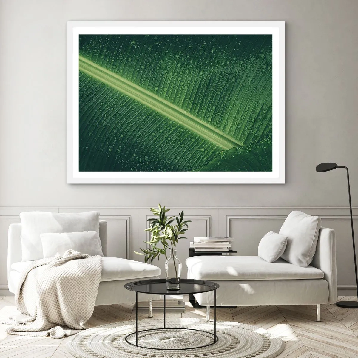 Poster in einem weißen Rahmen - Die Struktur des Grüns - 40x30 cm