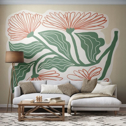 Selbstklebende Fototapete Deluxe Sticker - Im Folkstil und modern - Boho, Blumen, Minimalismus - 100x70 cm