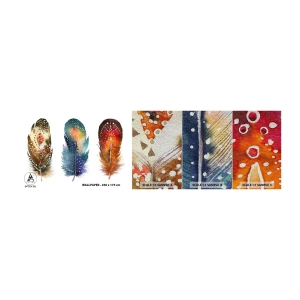 Fototapeten Muster Premium Sand - Rituale, Zeremonien, Geheimnisse - Vogelfeder, Vogel, Abstraktion - 100x30 cm