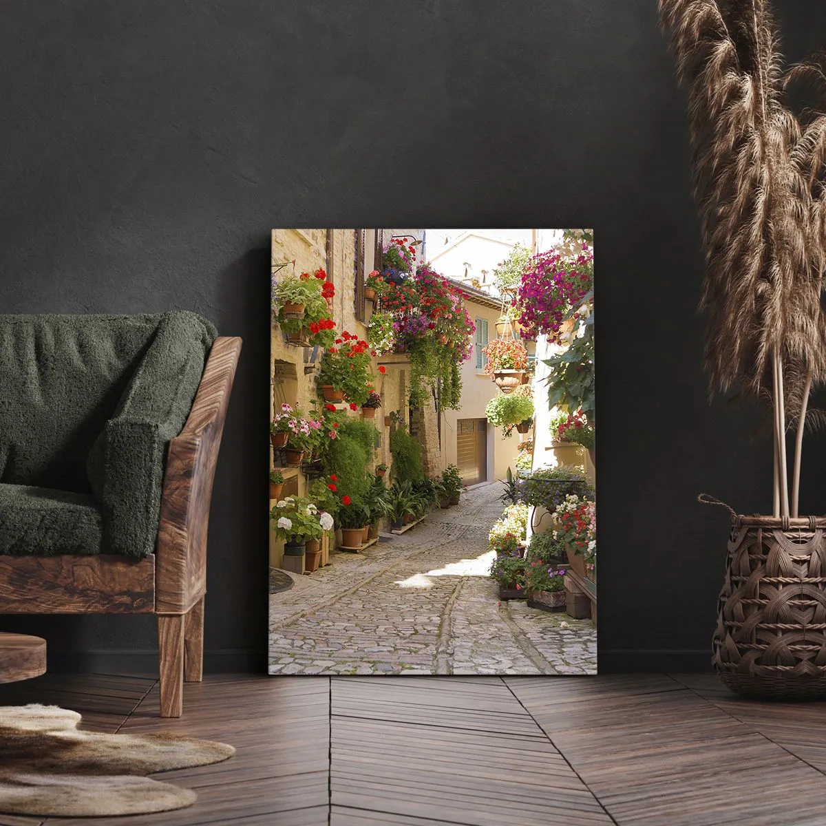 Bild auf Leinwand - Leinwandbild - In der Flut Blumen - 55x100 cm