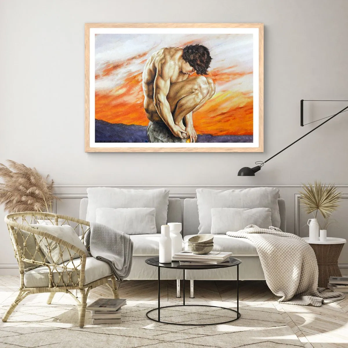 Poster in einem Rahmen aus heller Eiche - In sich versunken - 40x30 cm