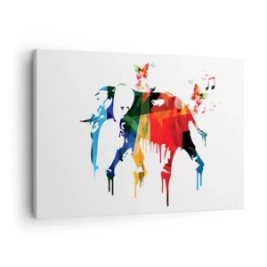 Bild auf Leinwand - Leinwandbild - Bunter Elefant mit Schmetterlingen im modernen geometrischen Stil - 70x50cm - Jeder kann tanzen - Moderne Wanddekoration für Wohnzimmer und Schlafzimmer ARTTOR