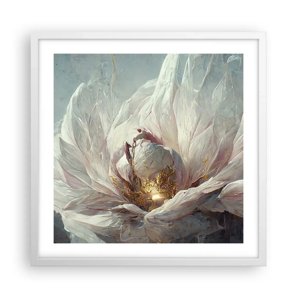 Poster in einem weißen Rahmen - Sie blüht alle hundert Jahre einmal - 50x50 cm