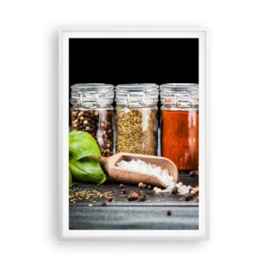 Poster in einem weißen Rahmen - Für einen Geschmack des Lebens - 70x100 cm