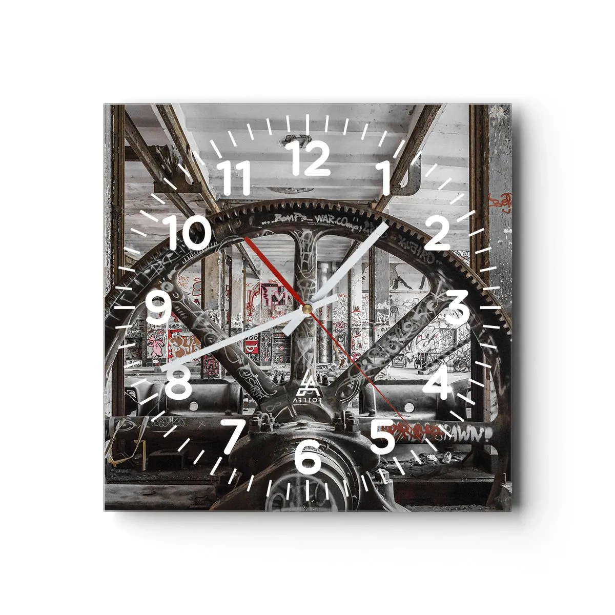 Wanduhr - Glasuhr - Das geheime Leben der Fabrik - 30x30 cm