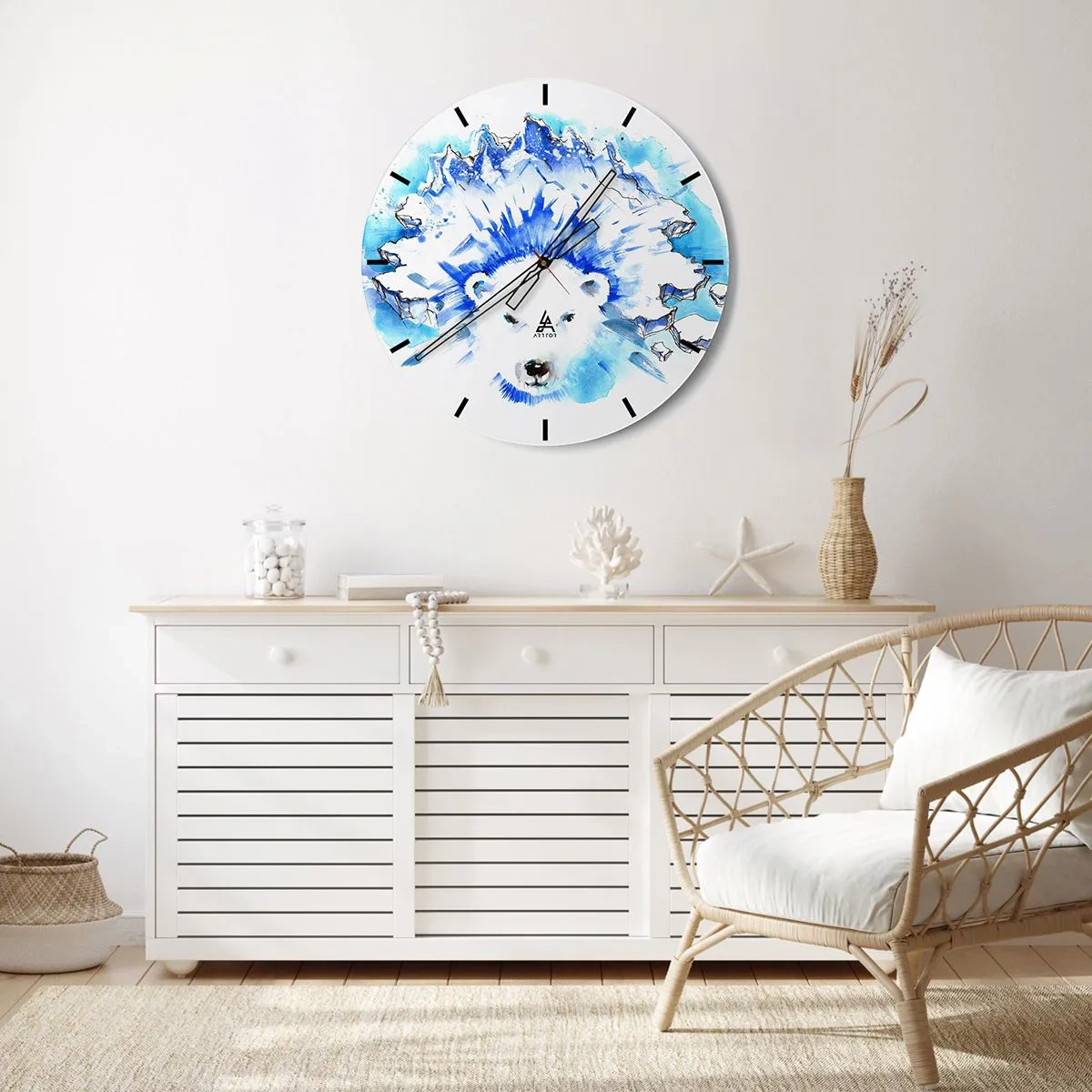 Wanduhr - Glasuhr - Der König der Arktis in einer Eiskrone - 30x30 cm