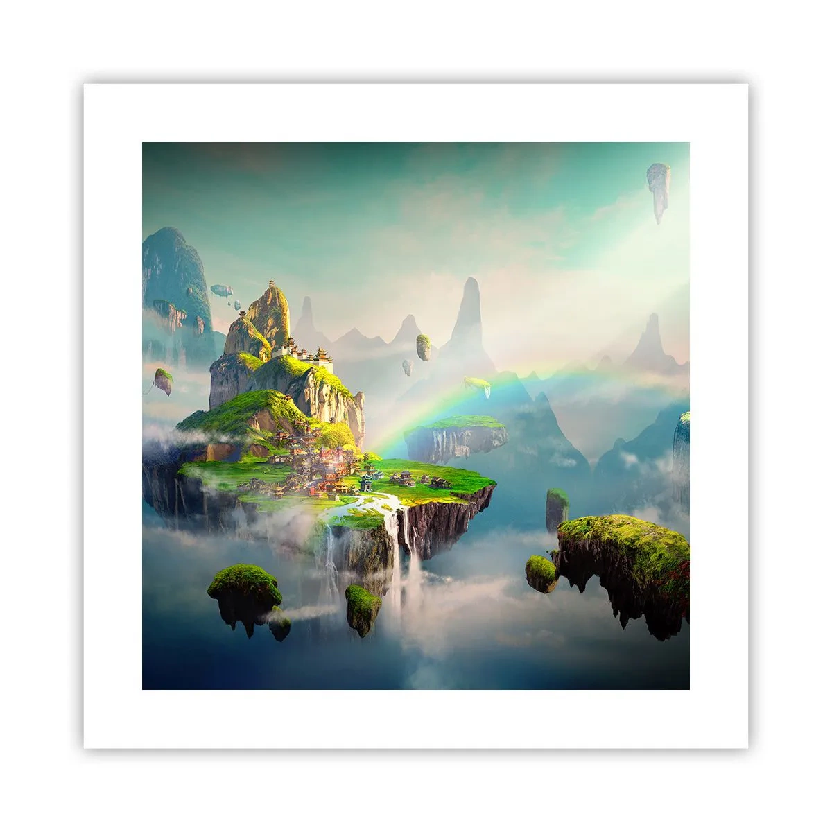 Poster - Mitten am Himmel - glückliche Inseln - 40x40 cm