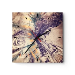 Wanduhr - Glasuhr - Dynamische Abstraktion in Beige- und Lilatönen - 30x30cm - In großer Eile - Moderne Wanddekoration für Wohnzimmer und Schlafzimmer ARTTOR