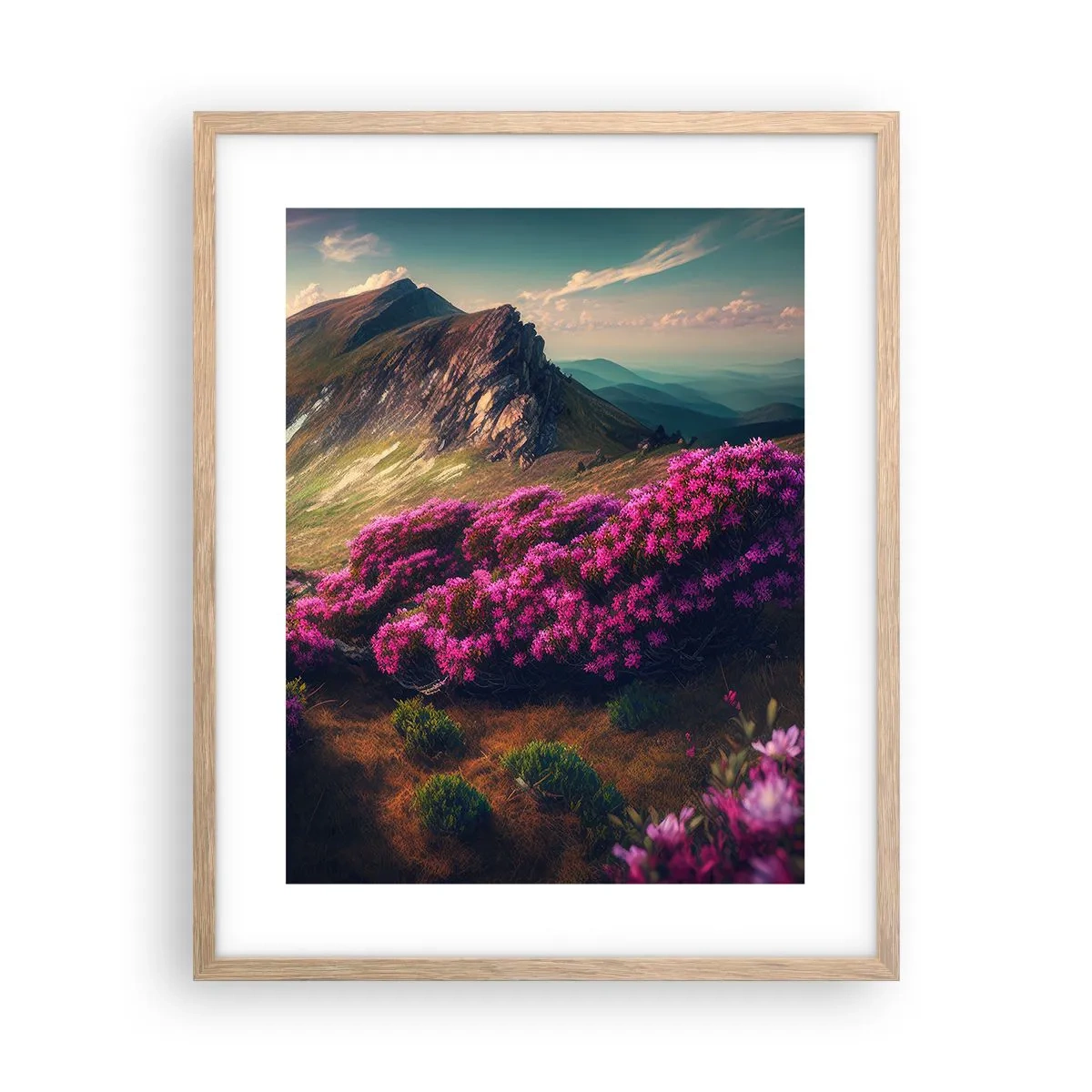 Poster in einem Rahmen aus heller Eiche - Sommer in den Bergen - 40x50 cm