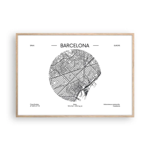 Poster in einem Rahmen aus heller Eiche - Anatomie von Barcelona - 100x70 cm