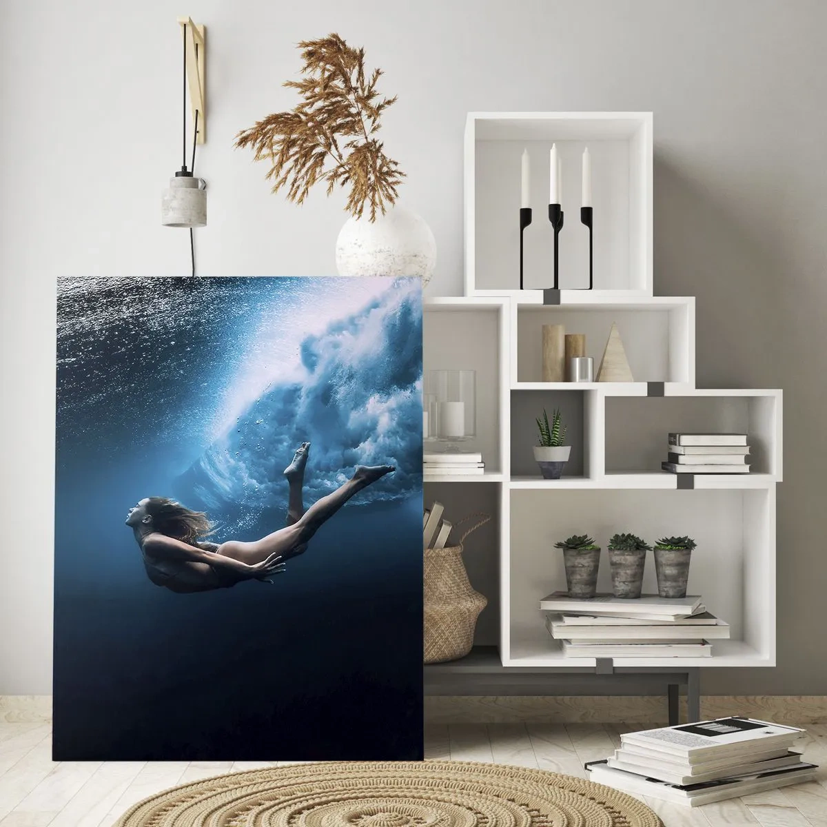 Glasbild - Bild auf glas - Moderne Meerjungfrau - 50x70cm - Moderne Meerjungfrau - Moderne Wanddekoration für Wohnzimmer und Schlafzimmer ARTTOR