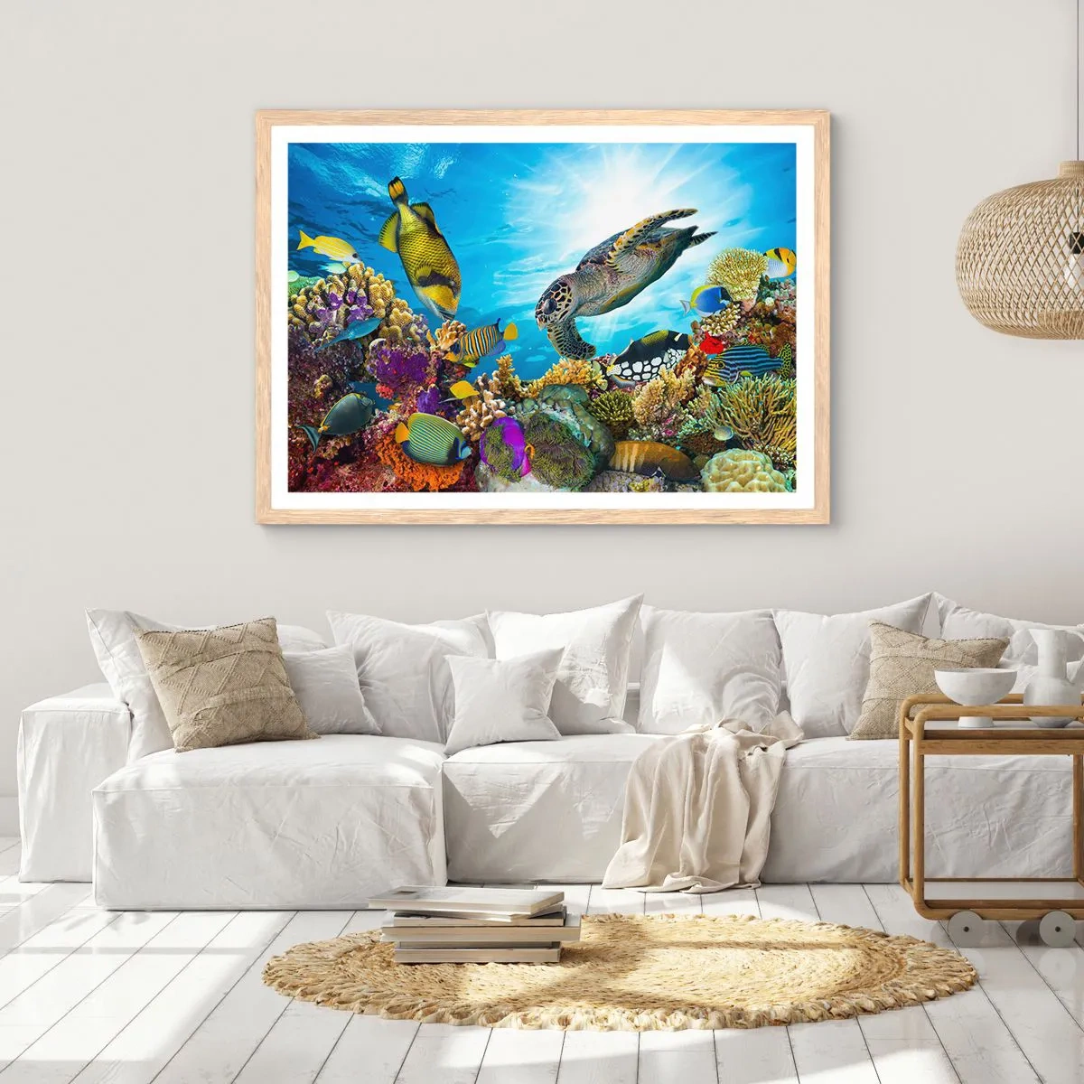 Poster in einem Rahmen aus heller Eiche - Korallenpromenade - 50x40 cm