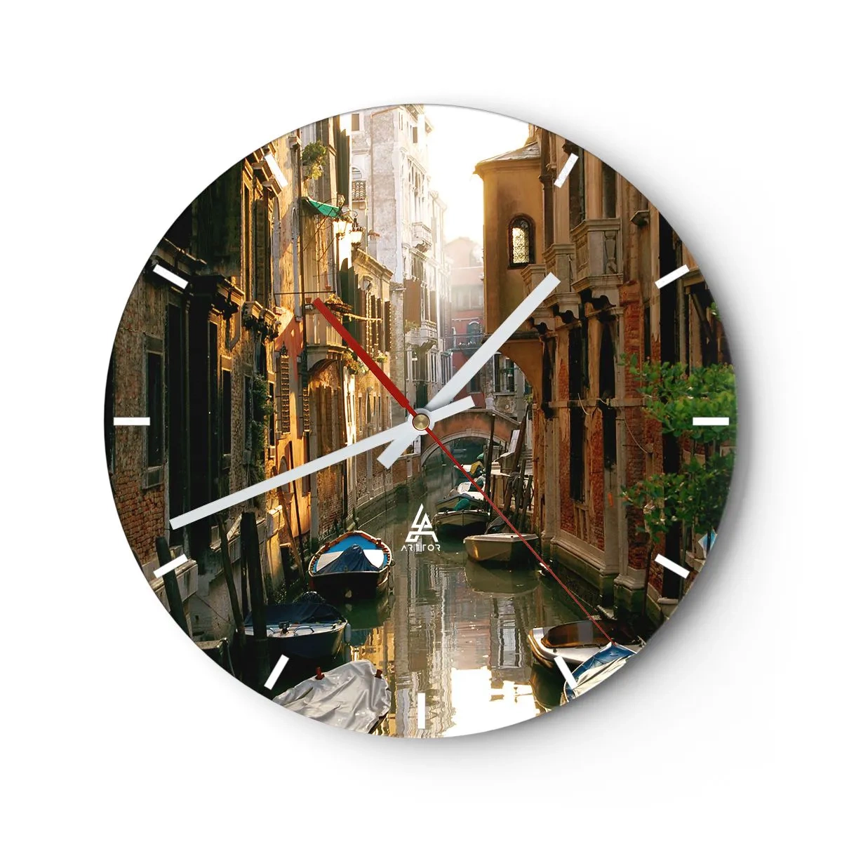 Wanduhr - Glasuhr - In einer venezianischen Gasse - 40x40 cm