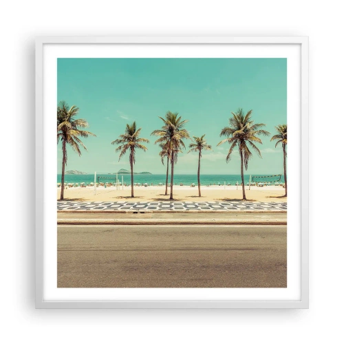 Poster in einem weißen Rahmen - Beim Bewachen des Strandes - 60x60 cm