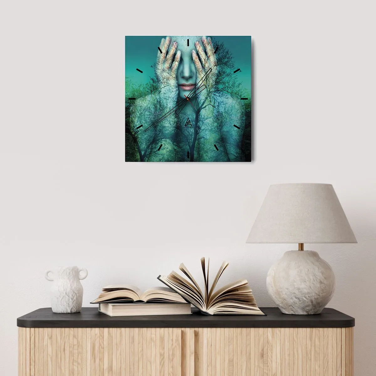 Wanduhr - Glasuhr - Eingetaucht in Blau - 40x40 cm