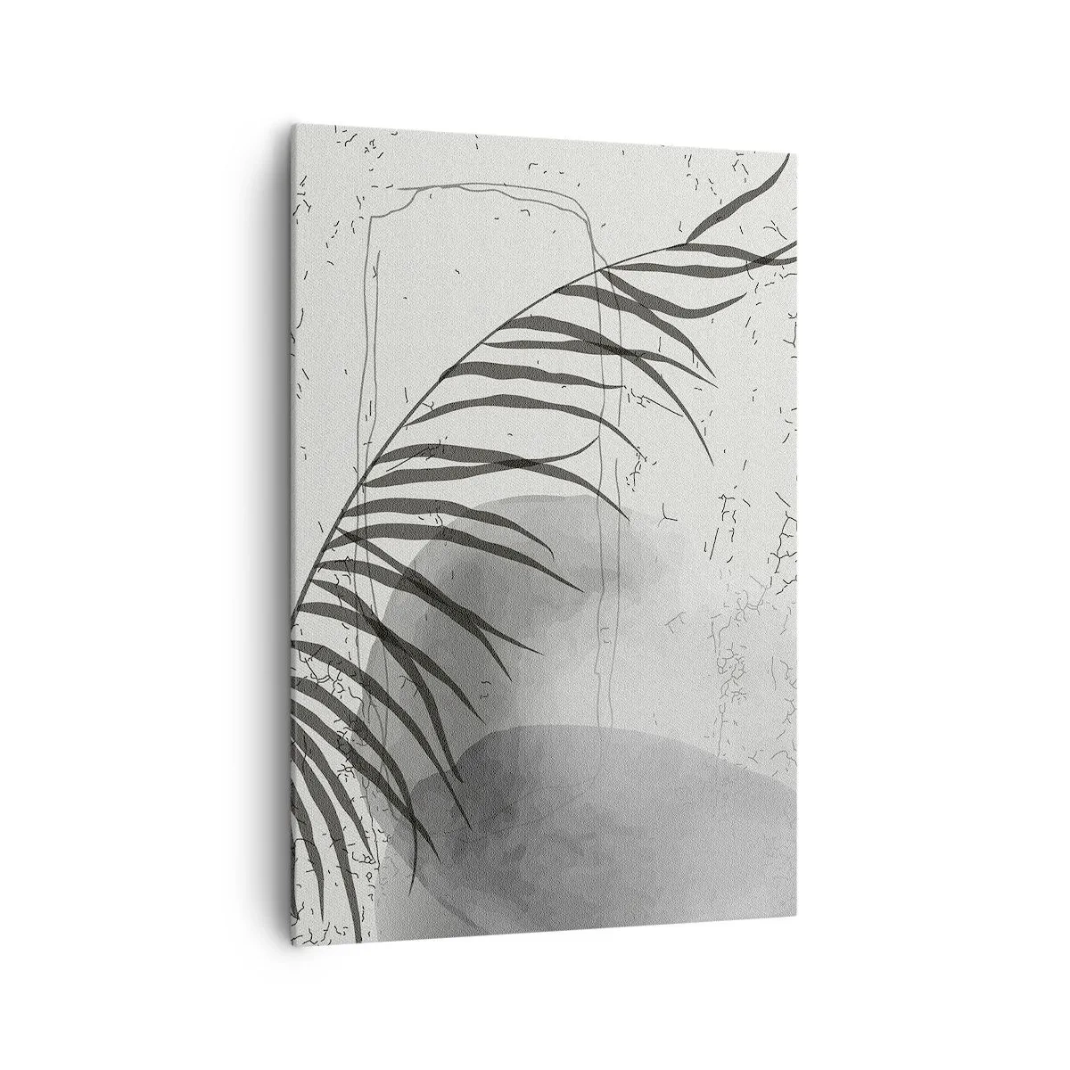 Bild auf Leinwand - Leinwandbild - Ein zartes Palmblattmotiv auf hellem Untergrund im skandinavischen Stil. - 70x100cm - Subtile Exotik der Natur - Moderne Wanddekoration für Wohnzimmer und Schlafzimmer ARTTOR