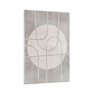 Glasbild - Bild auf glas - Geometrisches Muster in Grau- und Weißtönen - 70x100cm - Kreisförmig und geradeaus - Moderne Wanddekoration für Wohnzimmer und Schlafzimmer ARTTOR