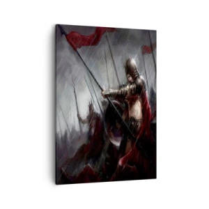 Bild auf Leinwand - Leinwandbild - Ritter marschieren im Regen zum Schlachtfeld - 50x70cm - Passant, sag Sparta ... - Moderne Wanddekoration für Wohnzimmer und Schlafzimmer ARTTOR