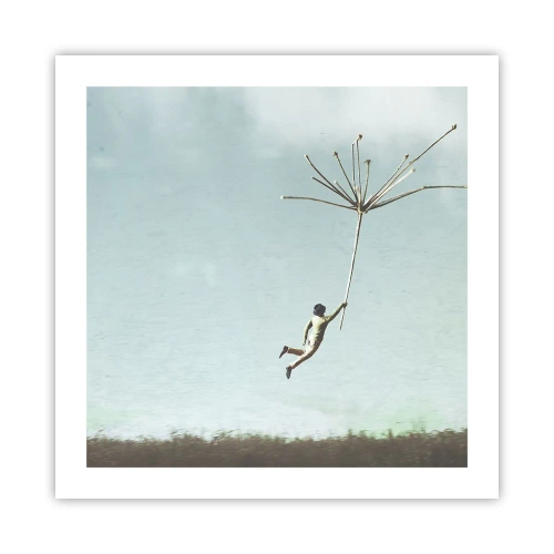 Poster - Drachen, Löwenzahn, Wind - 50x50 cm