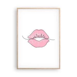 Poster in einem Rahmen aus heller Eiche - Bereit zum Küssen? - 70x100 cm