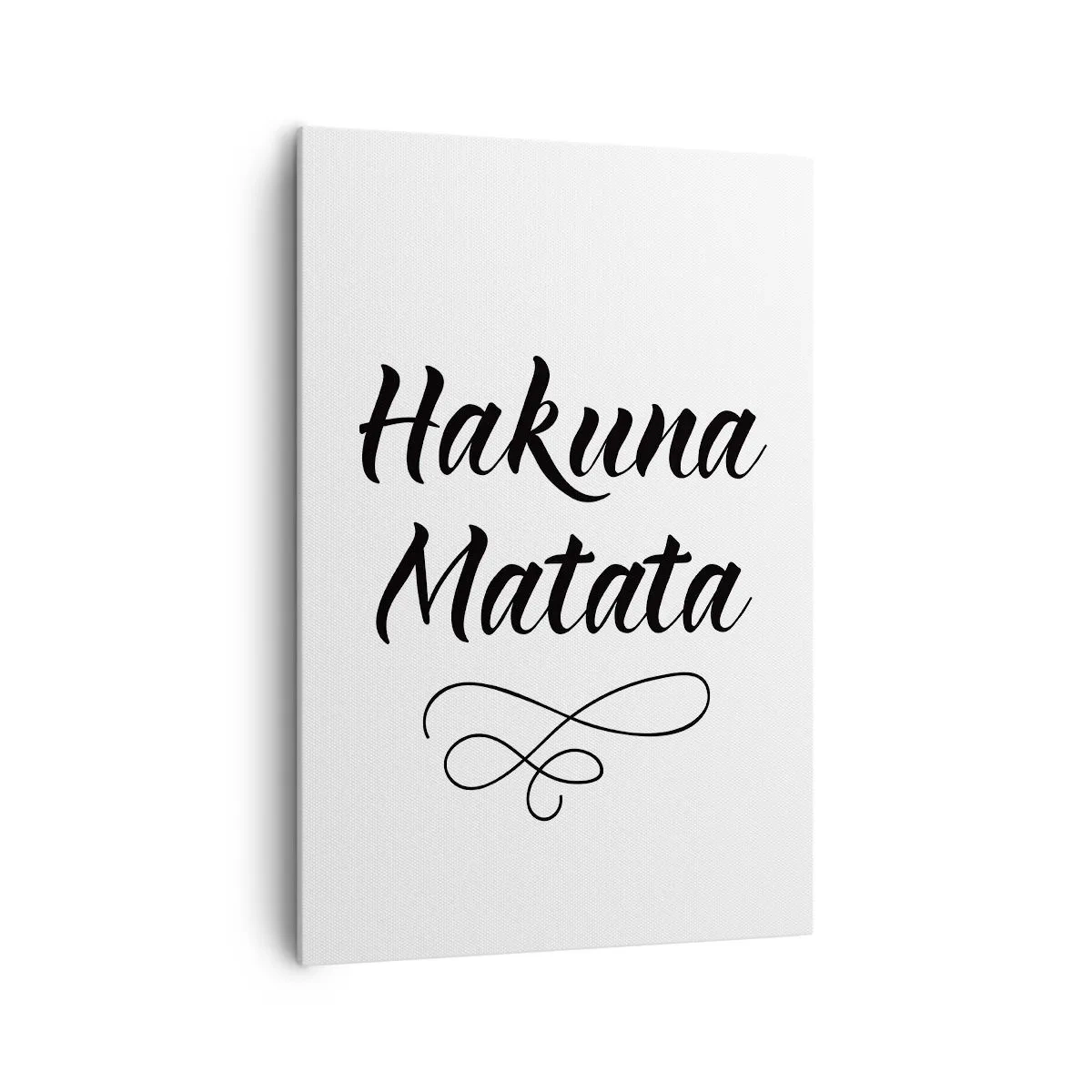Bild auf Leinwand - Leinwandbild - Hakuna Matata-Zitat in eleganter Schriftart auf weißem Hintergrund - 70x100cm - Bester Ratschlag - Moderne Wanddekoration für Wohnzimmer und Schlafzimmer ARTTOR