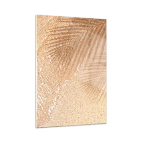 Glasbild - Bild auf glas - Strand und Schatten im Sand - 50x70cm - Der Schatten eines heißen Sommers - Moderne Wanddekoration für Wohnzimmer und Schlafzimmer ARTTOR