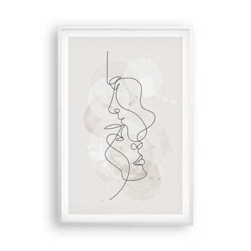 Poster in einem weißen Rahmen - Verstrickt in eine Umarmung - 61x91 cm