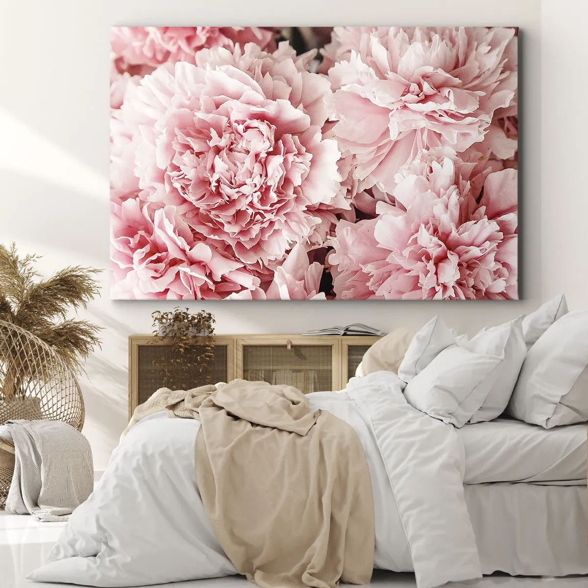 Bild auf Leinwand - Leinwandbild - Zarte rosa Pfingstrosen in zartem Ambiente - 70x50cm - Rosa Traum - Moderne Wanddekoration für Wohnzimmer und Schlafzimmer ARTTOR
