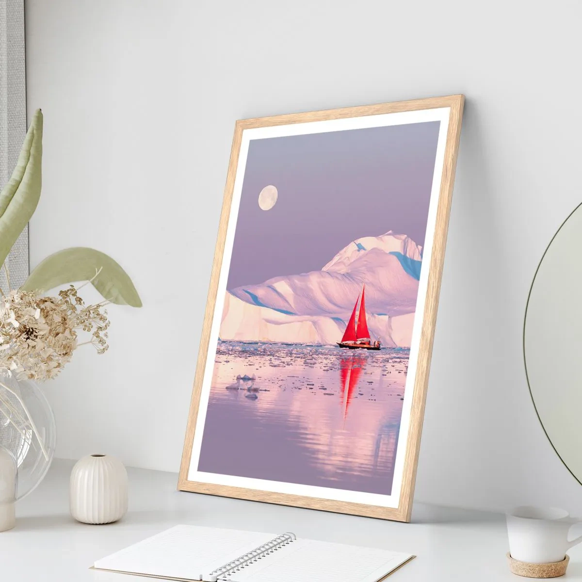 Poster in einem Rahmen aus heller Eiche - Die Hitze des Segels, die Kälte des Eises - 50x70 cm