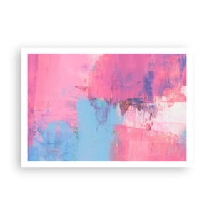 Poster - Abstrakte Komposition in Pink und Blau - 100x70cm - Rosa, Blau und eine Prise Licht - Moderne Wanddekoration für Wohnzimmer und Schlafzimmer ARTTOR