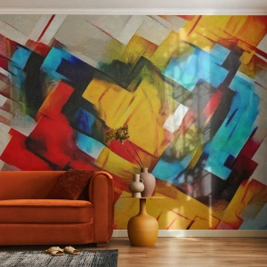 Fototapete Premium Canvas - Ein bunter Interleaver - Abstraktion, Kubismus, Stück - 450x315 cm