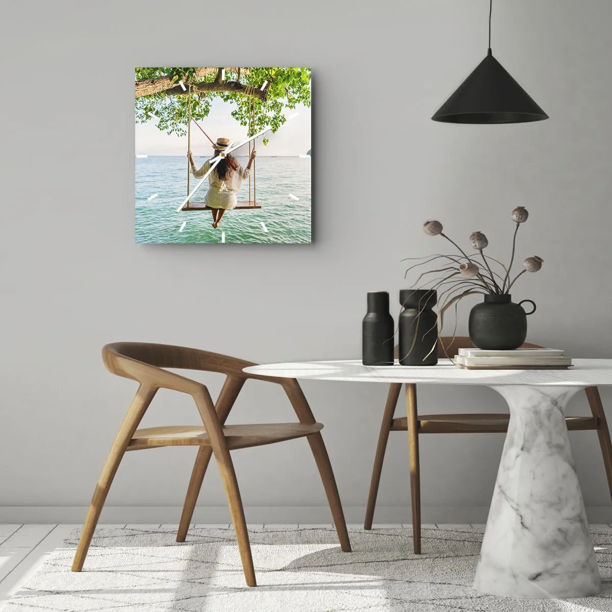 Wanduhr - Glasuhr - Das Leben ist wunderschön - 40x40 cm