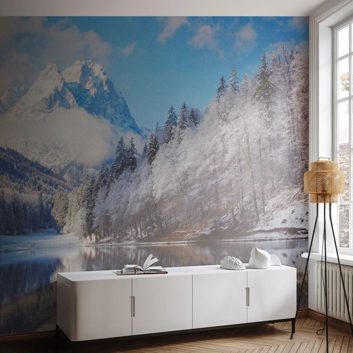 Fototapete Premium Canvas - Schneefang - Winter, Landschaft, Berge - 250x175 cm