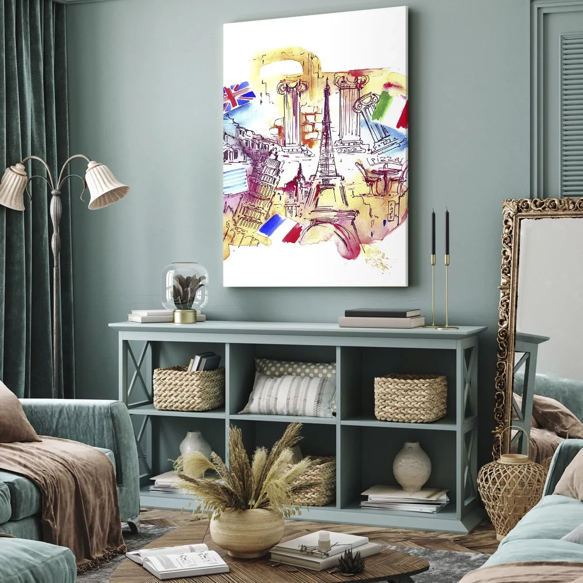 Bild auf Leinwand - Leinwandbild - Europa Tour - 45x80 cm