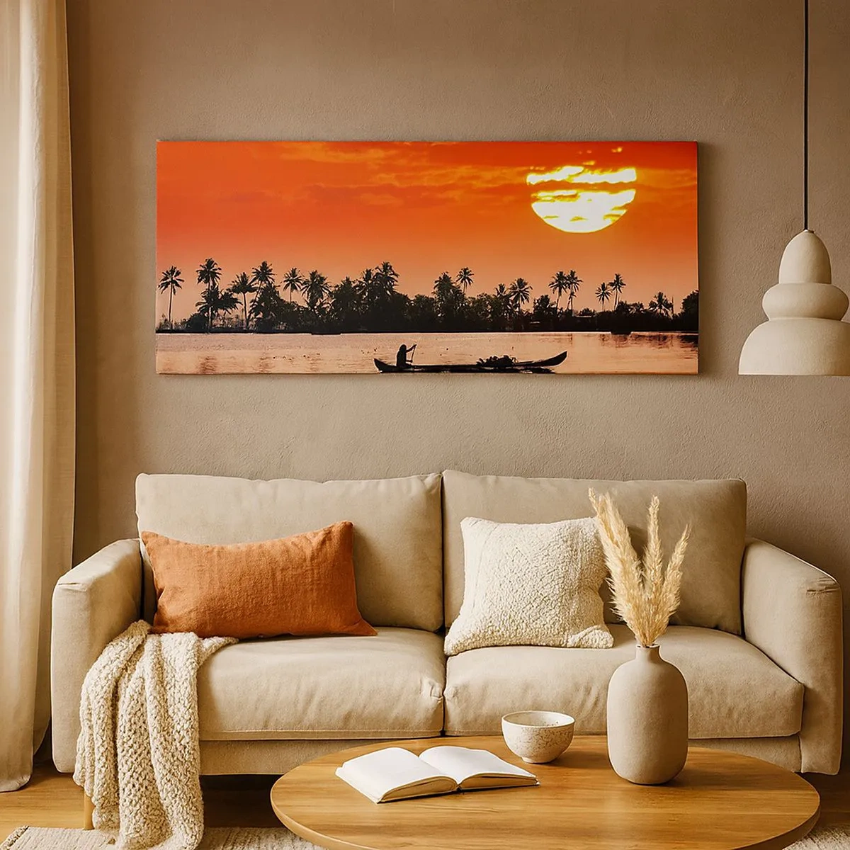 Bild auf Leinwand - Leinwandbild - Die Ruhe der Tropen bei Sonnenuntergang - 100x40 cm