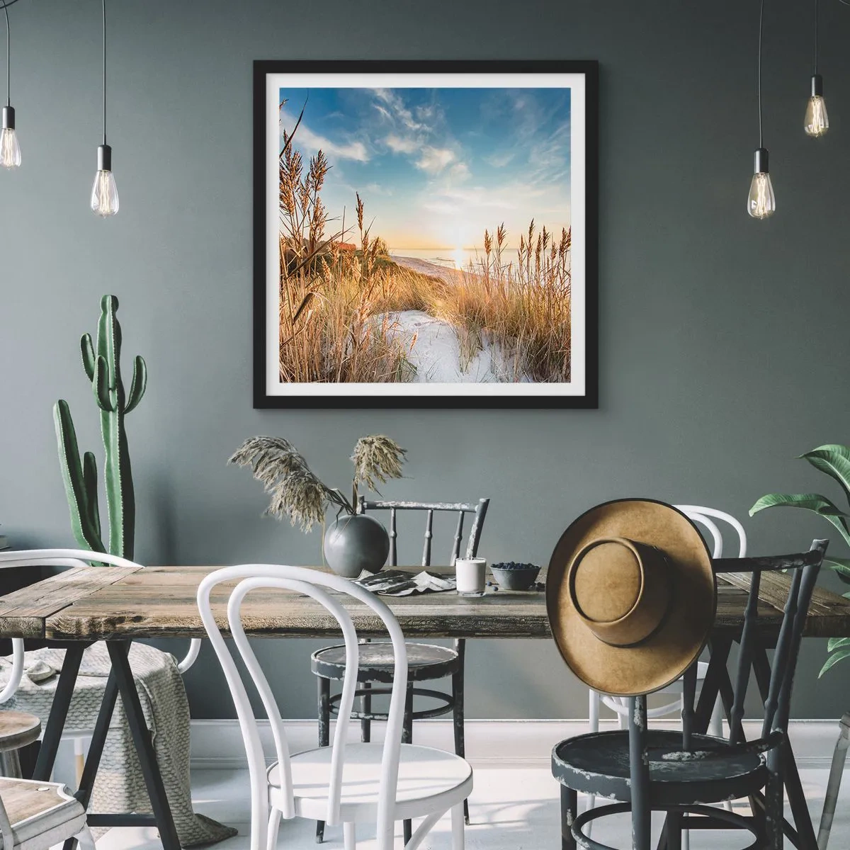 Poster in einem schwarzem Rahmen - Nordstrand - 50x50 cm