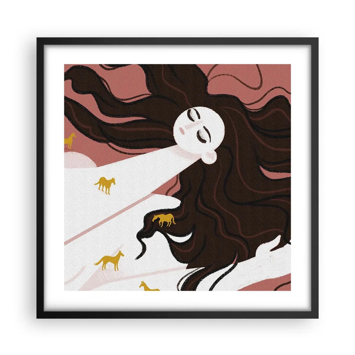 Poster in einem schwarzem Rahmen - Traum von einem goldenen Pferd - 50x50 cm