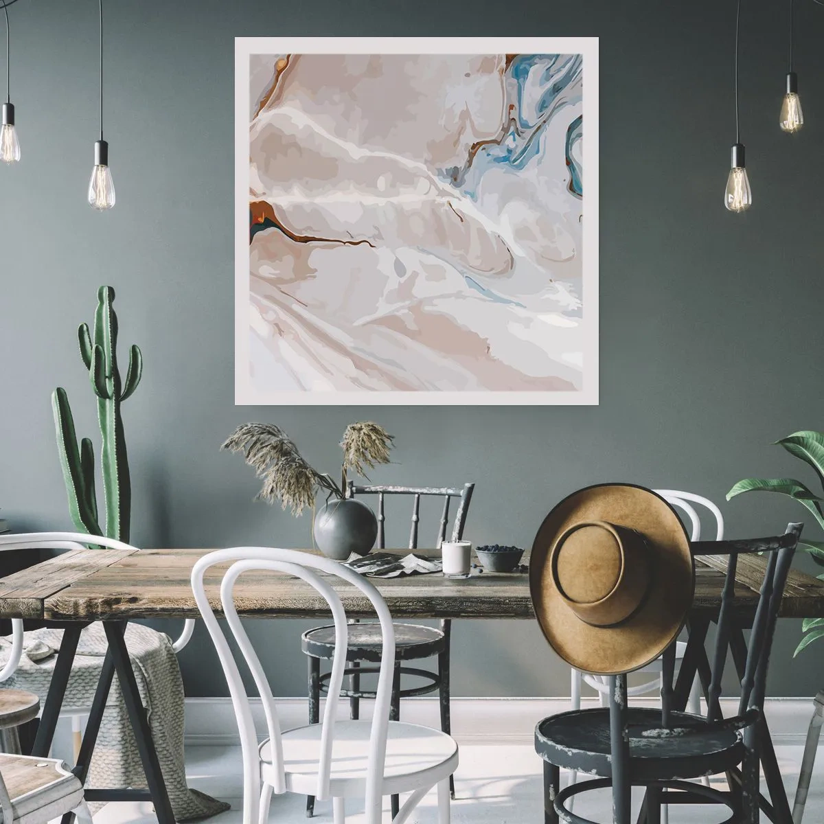 Poster - Blau schlängelt sich unter dem Weiß - 60x60 cm