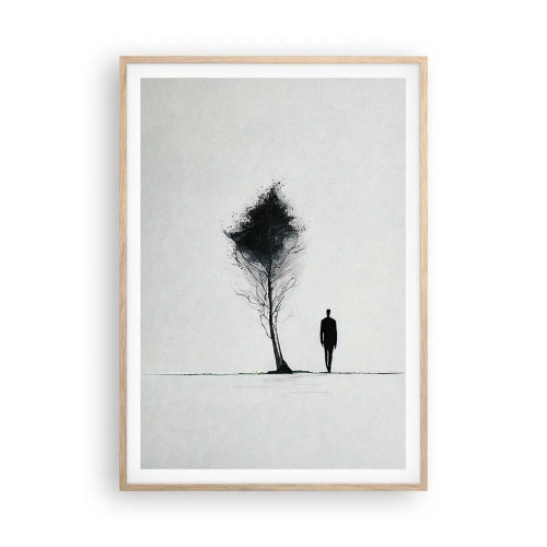 Poster in einem Rahmen aus heller Eiche - Wir wandern alle - 70x100 cm