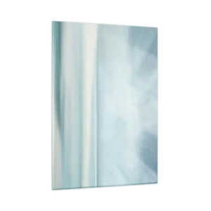 Glasbild - Bild auf glas - Verschwommene Abstraktion in Blau-, Weiß- und Grautönen - 50x70cm - Frieden bis zum Horizont - Moderne Wanddekoration für Wohnzimmer und Schlafzimmer ARTTOR