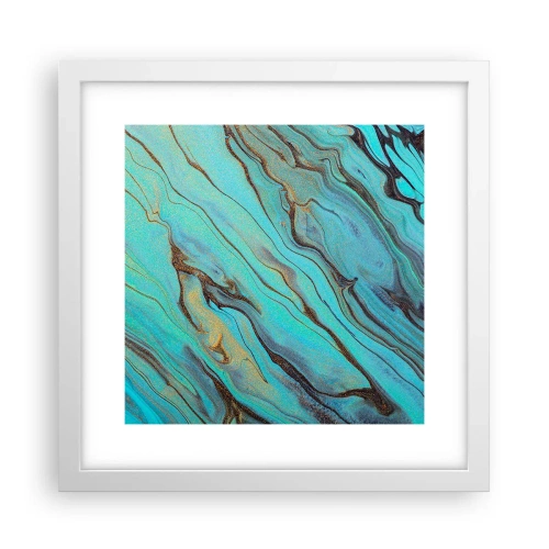 Poster in einem weißen Rahmen - Türkisfarbene Flut - 30x30 cm