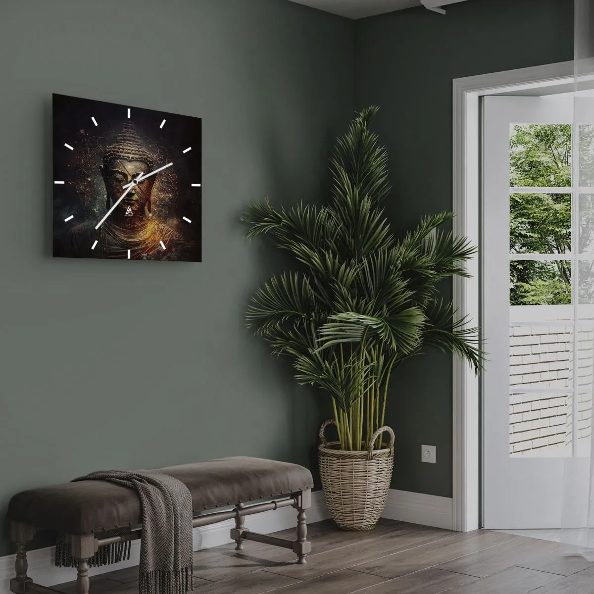 Wanduhr - Glasuhr - Spirituelles Gleichgewicht - 30x30 cm