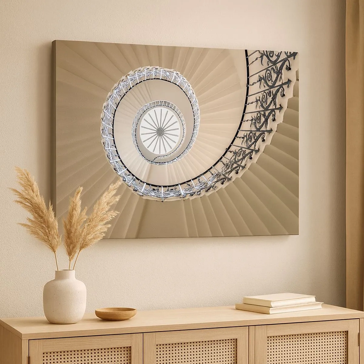Bild auf Leinwand - Leinwandbild - Wendeltreppe in elegantem geometrischem Ansatz - 70x50cm - Im Inneren der Muschel - Moderne Wanddekoration für Wohnzimmer und Schlafzimmer ARTTOR