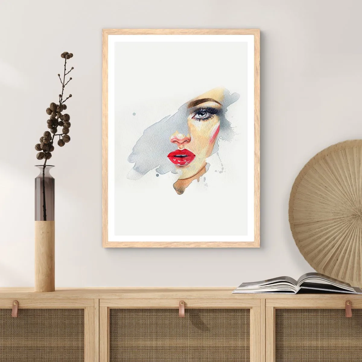 Poster in einem Rahmen aus heller Eiche - Abspiegeln in einem Wassertropfen - 70x100 cm
