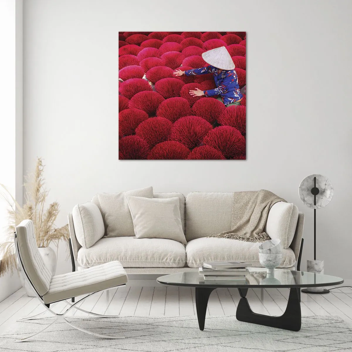 Glasbild - Bild auf glas - Im Reisfeld - 60x60 cm