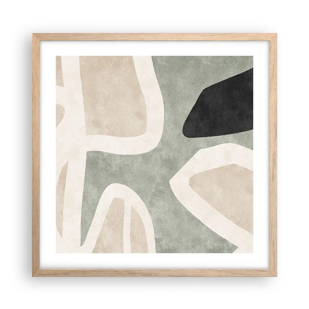 Poster in einem Rahmen aus heller Eiche - Komposition mit schwarzem Motiv - 50x50 cm