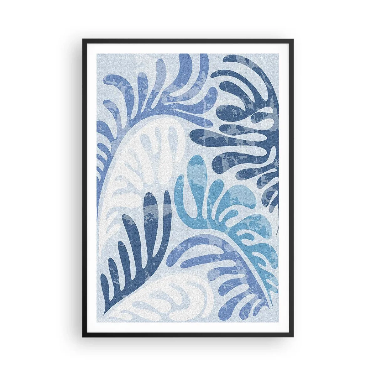Poster in einem schwarzem Rahmen - Blaue Farne - 70x100 cm