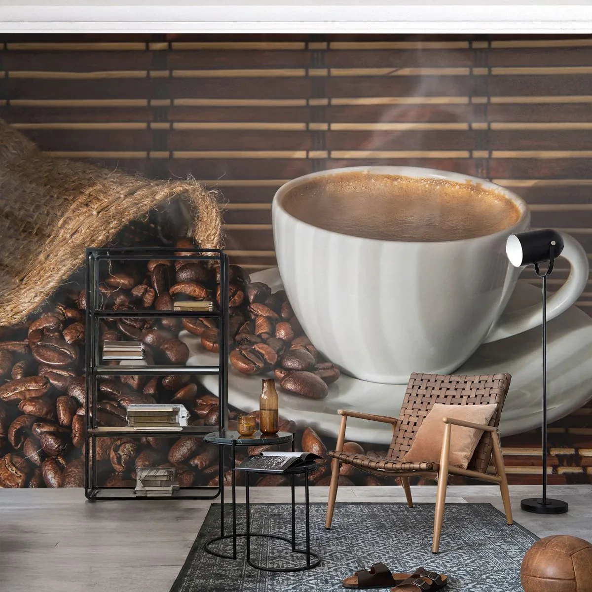 Fototapete Premium Canvas - Die Schwärze von Kohle, die Klarheit von Bernstein - Gastronomie, Kaffee, Tasse Kaffee - 300x210 cm